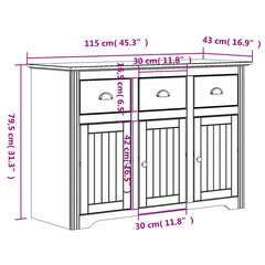 puhvetkapp "BODO", valge ja pruun, 115x43x79,5 cm, männipuit hind ja info | Elutoa väikesed kapid | kaup24.ee