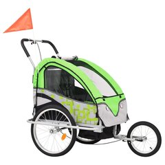 kaks ühes laste ratta järelkäru ja jalutuskäru, roheline ja hall hind ja info | Jalgrattakärud | kaup24.ee