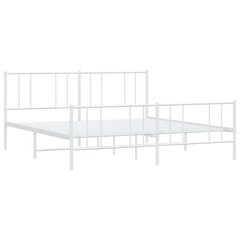 metallist voodiraam peatsi ja jalutsiga, valge, 183x213 cm цена и информация | Кровати | kaup24.ee