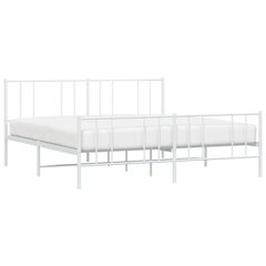 metallist voodiraam peatsi ja jalutsiga, valge, 183x213 cm цена и информация | Кровати | kaup24.ee