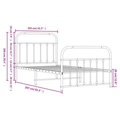 metallist voodiraam peatsi ja jalutsiga, valge, 100x200 cm hind ja info | Voodid | kaup24.ee