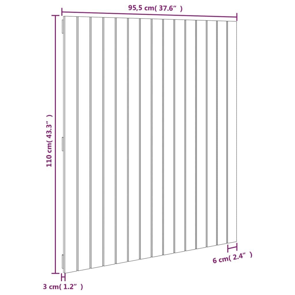 seinale kinnitatav voodipeats, valge, 95,5x3x110 cm, männipuit цена и информация | Voodid | kaup24.ee