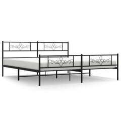 metallist voodiraam peatsi ja jalutsiga, must, 183x213 cm цена и информация | Кровати | kaup24.ee