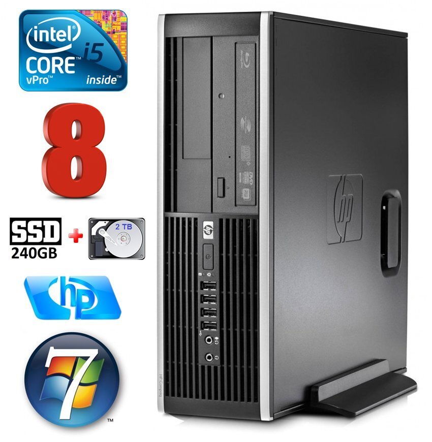 HP 8100 Elite SFF i5-650 8GB 240SSD+2TB DVD WIN7Pro hind ja info | Lauaarvutid | kaup24.ee