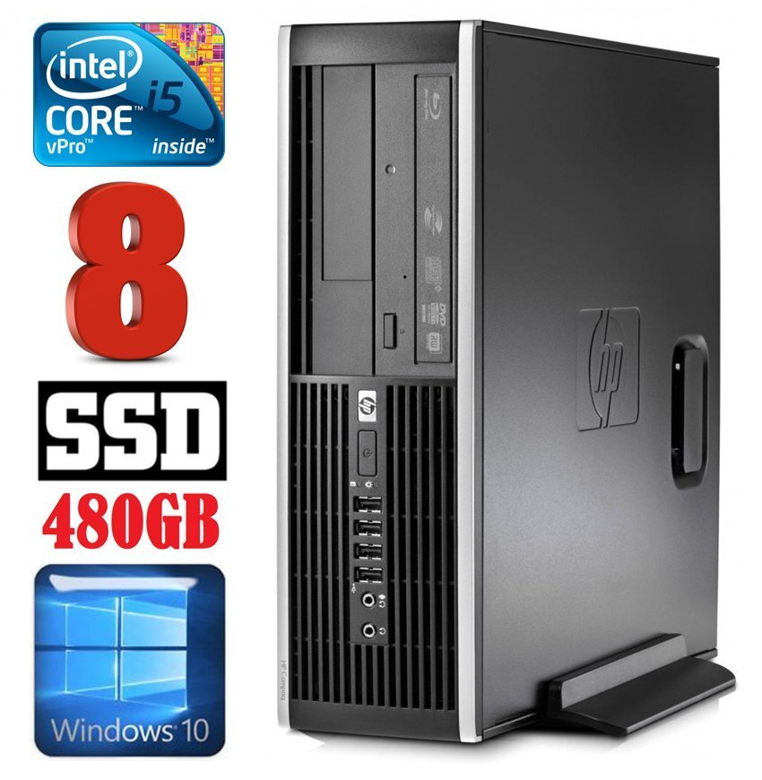 HP 8100 Elite SFF i5-650 8GB 480SSD DVD WIN10 цена и информация | Lauaarvutid | kaup24.ee