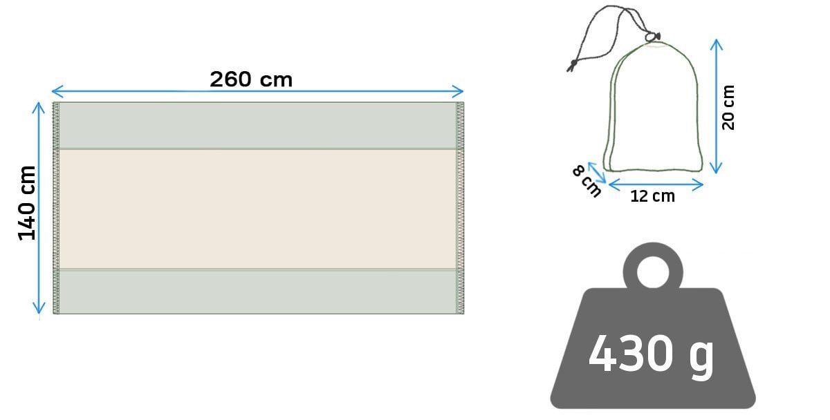 Multifunktsionaalne võrkkiik Ultra, 140x260 cm, hall/roheline hind ja info | Võrkkiiged | kaup24.ee