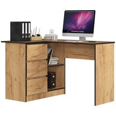 Письменный стол NORE B16, левый вариант, цвета дуба/черный цена и информация | Компьютерные, письменные столы | kaup24.ee