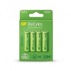 Аккумуляторные батареи GP ReCyko NiMH AA 1300мАч EB4 цена и информация | Батарейки | kaup24.ee