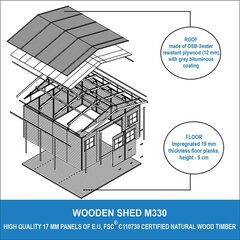 Деревянный садовый сарай с полом Timbela M330 - A246 x 420 x 418 см, коричневый цена и информация | Садовые сараи, дровницы | kaup24.ee