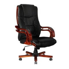 Кожаное офисное кресло с высокой спинкой, черное цена и информация | Офисные кресла | kaup24.ee