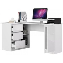 Письменный стол NORE B20, левый вариант, белый глянцевый цена и информация | Компьютерные, письменные столы | kaup24.ee