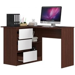 Письменный стол NORE B16, левый вариант, темно-коричневый/белый цена и информация | Компьютерные, письменные столы | kaup24.ee
