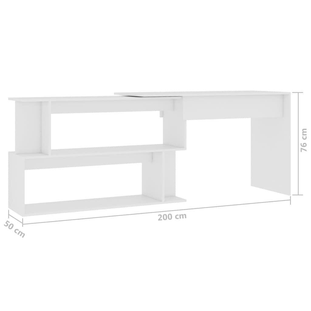 nurga kirjutuslaud, valge 200 x 50 x 76 cm puitlaastplaat цена и информация | Arvutilauad, kirjutuslauad | kaup24.ee