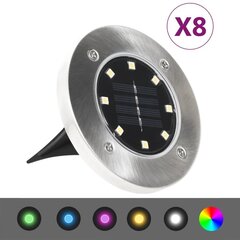 päikesepatareidega maapinnavalgustid, 8 tk LED-tuledega, RGB цена и информация | Уличное освещение | kaup24.ee