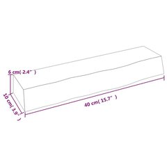 seinariiul, 40 x 10 x 6 cm, töötlemata tammepuit hind ja info | Riiulid | kaup24.ee