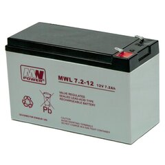 Aku MWPower MWL 12V 7.2Ah F2(250) AGM, 10-12 aastat hind ja info | Patareid | kaup24.ee