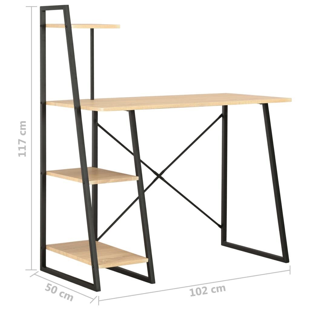 laud riiuliga, must ja tammevärvi, 102 x 50 x 117 cm цена и информация | Arvutilauad, kirjutuslauad | kaup24.ee