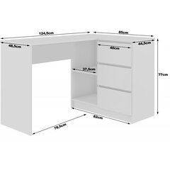 Письменный стол NORE B16, правый вариант, белый/темно-коричневый цена и информация | Компьютерные, письменные столы | kaup24.ee