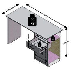 Письменный стол с 1 выдвижным ящиком FMD, 123x50x76,5 см, коричневый цена и информация | Компьютерные, письменные столы | kaup24.ee