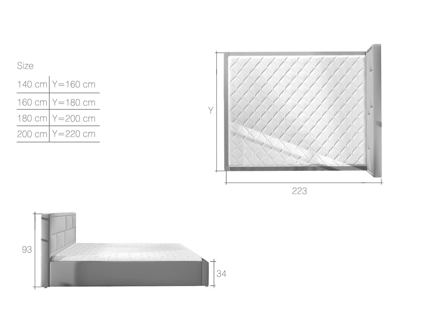 Voodi Latina MD, 200x200 cm, kreem hind ja info | Voodid | kaup24.ee