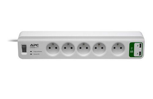 APC PM5U-FR Essential 5xFR riba + 2xUSB 5V, 2,4A laadija цена и информация | Pikendusjuhtmed, kaablid | kaup24.ee