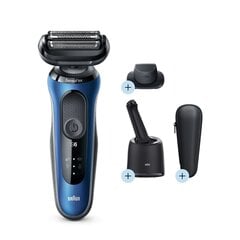 Braun Series 6 60-B7200cc + CCR fooliumiga pardel Trimmer must, sinine hind ja info | Pardlid | kaup24.ee