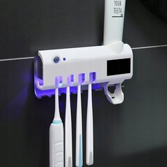 Подставка для зубных щеток с УФ-стерилизатором и дозатором зубной пасты, настенная цена и информация | Аксессуары для ванной комнаты | kaup24.ee