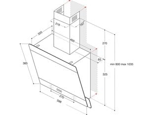 Колпак для дымохода Whirlpool AKR 65F LM K, черный цена и информация | Вытяжки на кухню | kaup24.ee