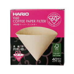 Hario V60-01 Misarashi pruunid paberfiltrid - 40 tk. hind ja info | Kohvimasinate lisatarvikud | kaup24.ee