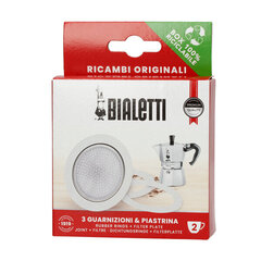 Bialetti - Кофеварка Essentials: 3 уплотнения премиум-класса с соответствующим ситечком для наших алюминиевых моделей на 2 чашки цена и информация | Аксессуары для кофейных аппаратов | kaup24.ee