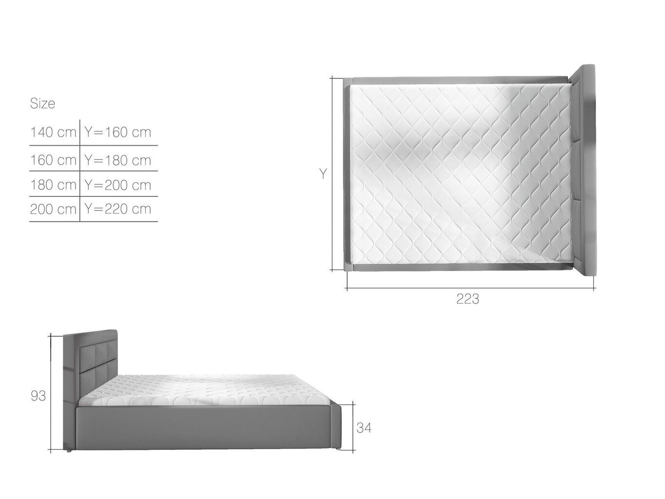 Voodi Rosano MTP, 140x200 cm, helepruun hind ja info | Voodid | kaup24.ee