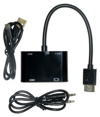 XtendLan Konvertor HDMI(M) koos VGA-ga ja HDMI(F), VGA 1080p, HDMI 4k, heliga (pistikupesa 3,5 mm), USB micro(B) ühendamisega цена и информация | Кабели и провода | kaup24.ee