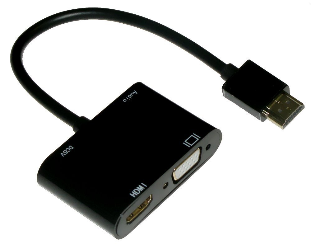 XtendLan Konvertor HDMI(M) koos VGA-ga ja HDMI(F), VGA 1080p, HDMI 4k, heliga (pistikupesa 3,5 mm), USB micro(B) ühendamisega цена и информация | Kaablid ja juhtmed | kaup24.ee