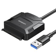 Кабель-переходник, Ugreen CR1081, SATA 2.5 / 3.5, USB 3.0, HDD и SSD до 4 ТБ, черный цена и информация | Кабели и провода | kaup24.ee