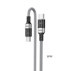 KAKUSIGA KSC-696 USB-C -> USB-C кабель для зарядки 60 Вт | 120 см серый цена и информация | Кабели и провода | kaup24.ee