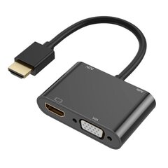 Riff Dual Display 4K HDMI-HDMI-adapter + VGA + 3,5 mm pesa + mikro-USB (0,25 m) hind ja info | Kaablid ja juhtmed | kaup24.ee