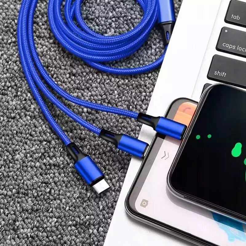 3-in-1 MIKRO-TÜÜP-C IPHONE USB-C 5A LAADIMISKAABEL hind ja info | Kaablid ja juhtmed | kaup24.ee