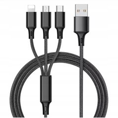 3-in-1 MIKRO-TÜÜP-C IPHONE USB-C 5A LAADIMISKAABEL hind ja info | Kaablid ja juhtmed | kaup24.ee