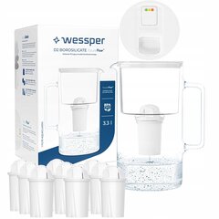 Стеклянный фильтр-кувшин Wessper FutureFlow Aquaclassic + 10-кратный картридж для фильтра цена и информация | Фильтры для воды | kaup24.ee