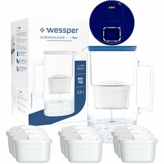 Кувшин-фильтр Wessper Aquamax 3,3 л - светодиодный счетчик + 10-кратный фильтр для воды цена и информация | Фильтры для воды | kaup24.ee