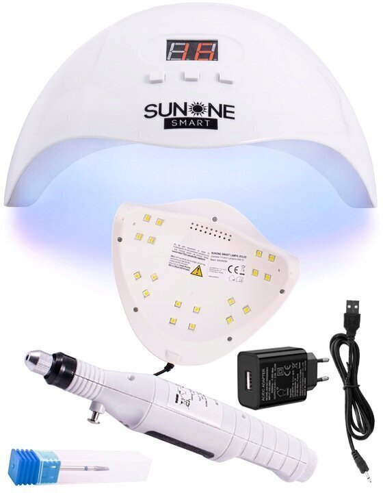 Geelküünte lakkimise komplekt S02: lamp SUNONE Smart 48W, valge + USB küünepuur USB HC-338 + tarvikud цена и информация | Maniküüri, pediküüri tarvikud | kaup24.ee