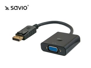 Videoadapter Savio CL-90 DisplayPort-VGA / 10bit / 162 mhz / 1080p цена и информация | Кабели и провода | kaup24.ee