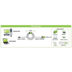 Techly USB-A M/F, 20 м цена и информация | Кабели и провода | kaup24.ee