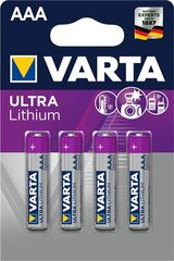 Varta Lithium AAA элемент, 4 шт. цена и информация | Батарейки | kaup24.ee