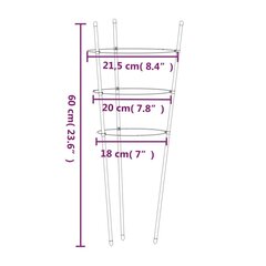 aia taimetoed 3 rõngaga 5 tk roheline 60 cm teras цена и информация | Подставки для цветов, держатели для вазонов | kaup24.ee