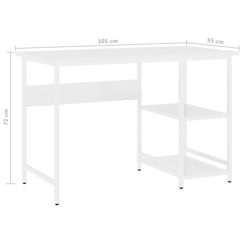 Arvutilaud , valge, 105 x 55 x 72 cm, MDF ja metall hind ja info | Arvutilauad, kirjutuslauad | kaup24.ee