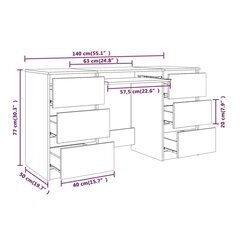 kirjutuslaud, pruun tamm, 140 x 50 x 77 cm, tehispuit hind ja info | Arvutilauad, kirjutuslauad | kaup24.ee