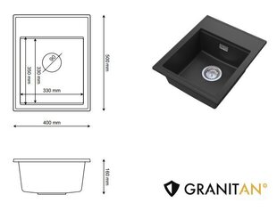 Valamu, sifoon, Granitan, Alor, graniit hind ja info | Köögivalamud | kaup24.ee