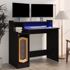 kirjutuslaud LED-tuledega, must, 97 x 45 x 90 cm, tehispuit hind ja info | Arvutilauad, kirjutuslauad | kaup24.ee