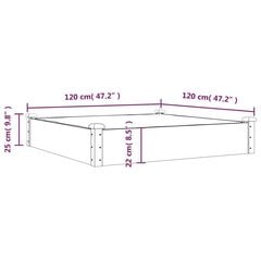 voodriga aia taimelava, pruun, 120 x 120 x 25 cm, nulupuit hind ja info | Dekoratiivsed lillepotid | kaup24.ee